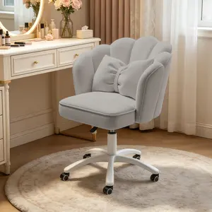 【Mother's Day】Makeup Chairs Vanity Chair Office Chair Cute Petal Desk Chair, Modern Fabric Home Butterfly Chairs Height Adjustable Chair  Computer Chair