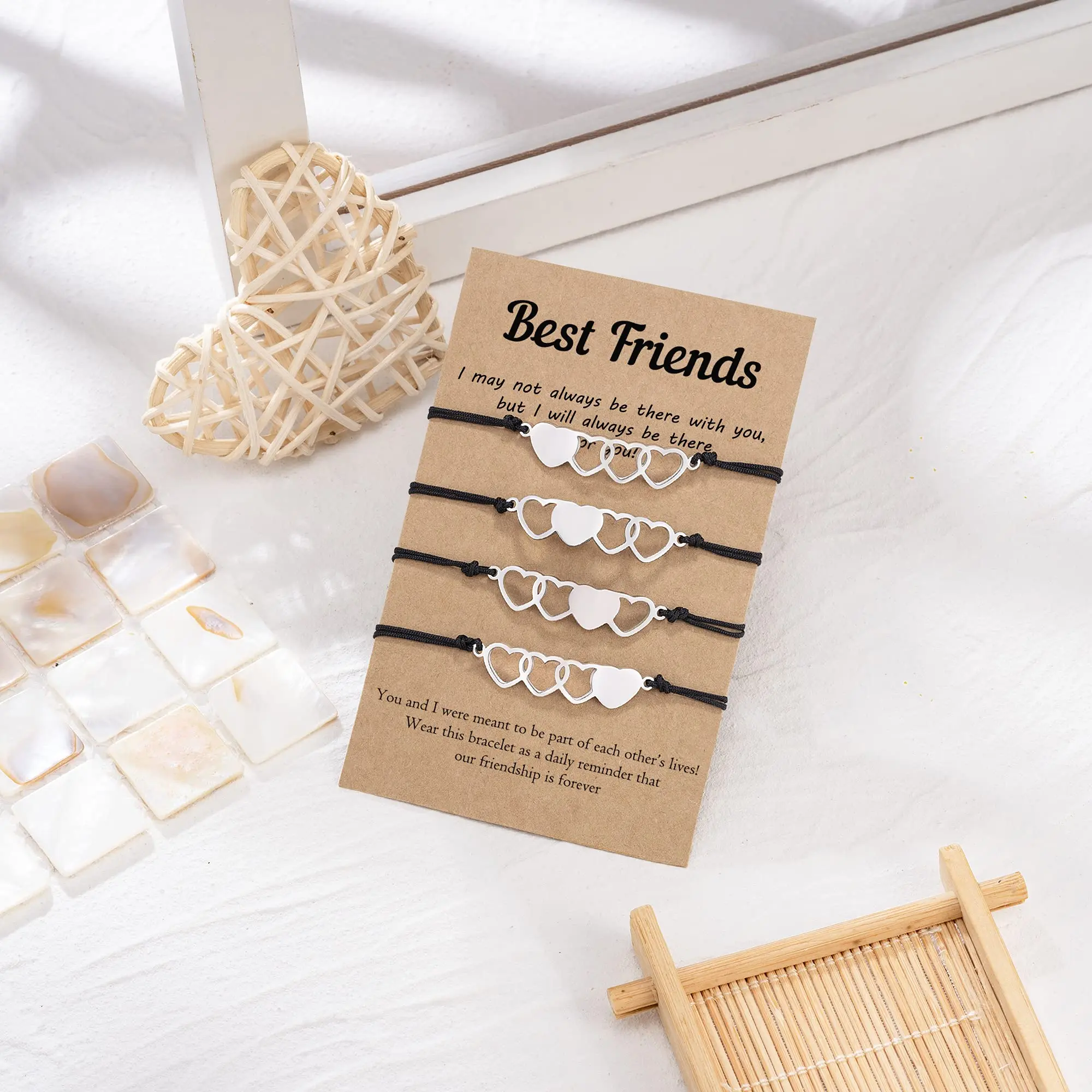 2-6Pcs Heart Shaped Artificial Gemstone Friendship Bracelets, Matching Best Friend Gifts for Teen Girls, Heart Shaped Bracelet