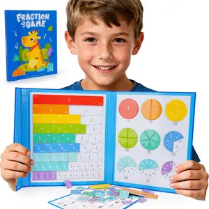 Fraction Book with  Fraction Tiles & Circles, STEM  Math Master Set, Montessori Fraction Manipulatives Puzzle for , Homeschool Essentials (Giraffe)