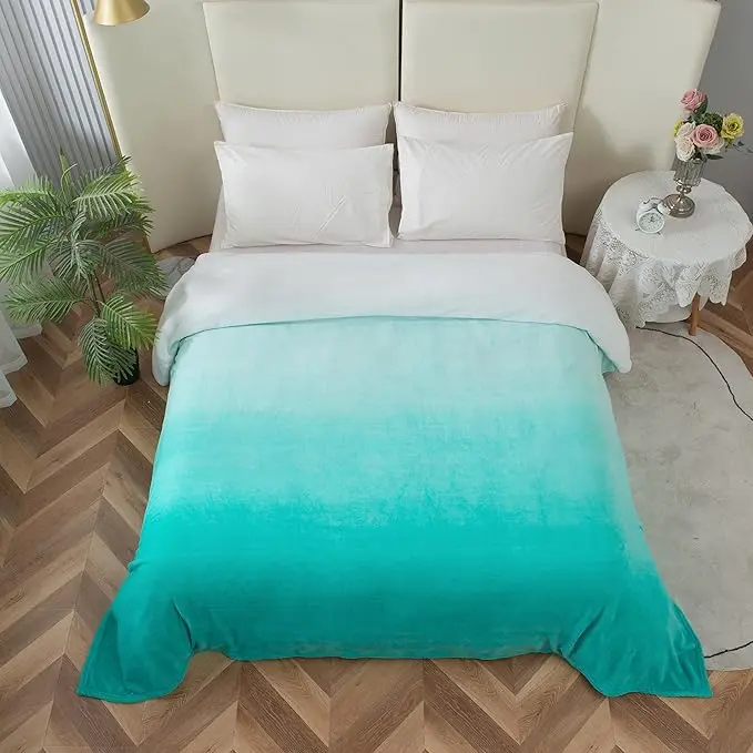 Mocassi Ombre Print Velour Fleece Blanket - Silky-Soft Velvety Touch, Hotel Premier Warmth, Adult Cozy Chic Decorative Sofa Soft Comfy Printed Fleece Blanket