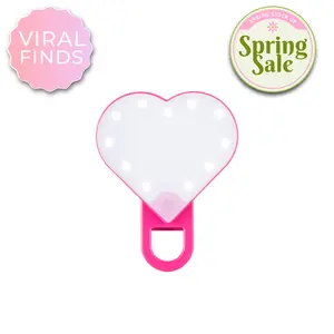 RIKI Sweetheart Clip-On Selfie Light & Makeup Mirror with 5 Adjustable Brightness Settings