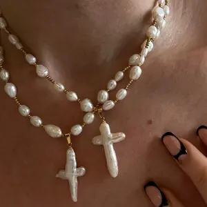 European & American Cross-Border Hot-Selling Pearl Necklace, Shell Necklace, Vintage Artistic Baroque Style Necklace