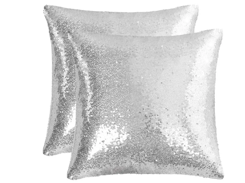 2 Pcs Sequin Throw Pillow Covers Shiny Sparkling Cushion Cover Decorative Pillowcases 16x16 Inch