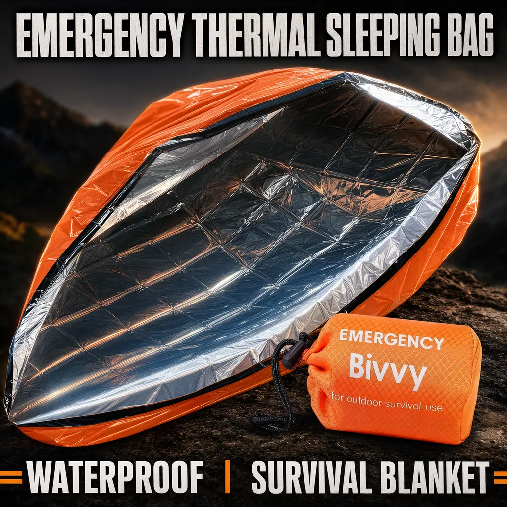 Portable Mylar Emergency Thermal Sleeping Bag, Waterproof Survival Bivy Sack Blanket, Lightweight Camping Emergency Shelter Survival Gear