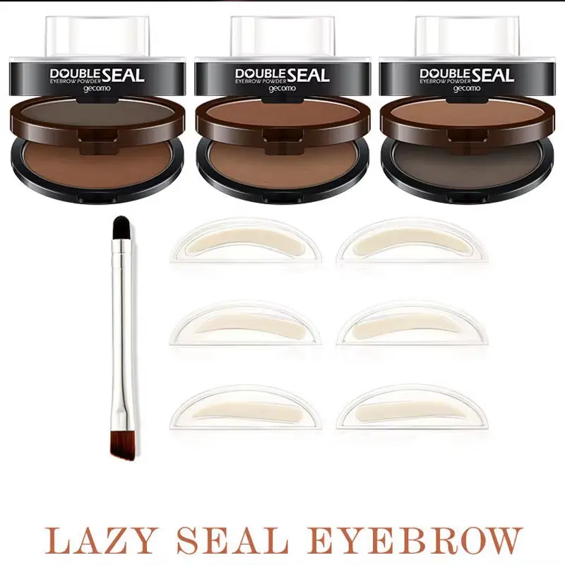 2-Color Eyebrow Stamp & Powder Kit – 3 Reusable Stencils, Dual Brush for Effortless Natural Brow Definition