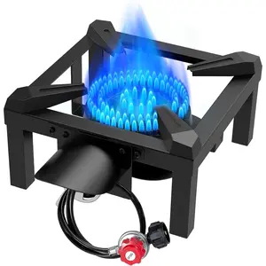 Burner,100,000 BTUs High  Single  Stove with 4.1ft Adjustable Hose with Regulator,Gas Stove for Outdoor Cooking, Turkey Fry, Seafood Boil