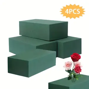 4-Pack Premium Green Floral Foam Blocks, Rectangular High-Density Floral Foam for Fresh and Dried Flowers, Highly Absorbent Multi-Functional Wam, Suitable for Weddings, Parties, Birthdays, and Garden Decorations