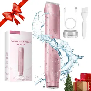 Women's Bikini Trimmer, Electric Shaver and Razor, Rechargeable 2-in-1 Body and Facial Hair Remover, Dual-Head Design, Painless Trimming of Pubic Hair, Facial, Underarm, and Leg Hair, IPX7 Waterproof.Christmas Gift, New Year's Gift, Shaving Care