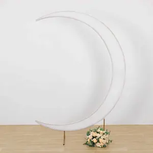 White Spandex Crescent Moon Chiara Backdrop Stand Cover, Custom Fitted Wedding Arch Cover - 7.5ft