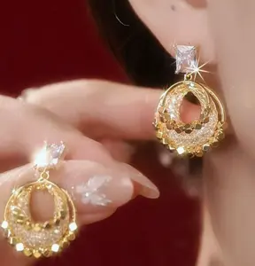 2026 Viral TikTok Gold Mesh Dangle Earrings for Women 14K Gold Plated S925 Sterling Silver Post Hypoallergenic Sparkly Cubic Zirconia Trendy Jewelry for Daily Wear Party Wedding Birthday Gift Lightweight Elegant Stylish Chic Comfortable Fashion Accessorie