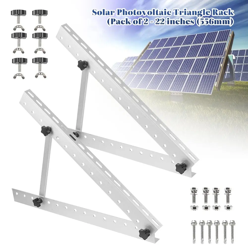 2Pcs Metal Steel Monocrystalline Solar Panel Mount Brackets - 22in Upgraded Foldable Tilt Legs, Adjustable for RV Roof, Yacht, Wall Installations, Outdoor High Efficiency Solar Systems, Boat