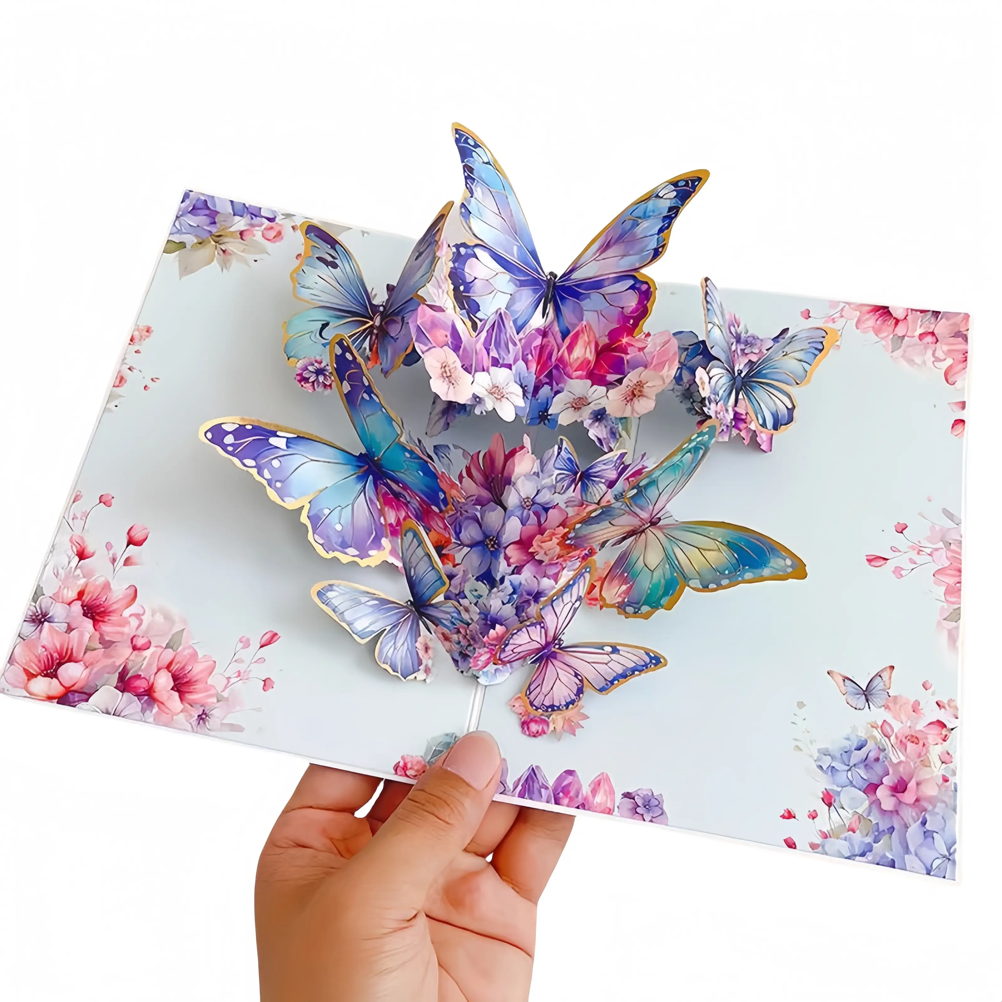 3D Pop-Up Butterfly Flower Bouquet Card, Interactive Greeting Card for Mom, Wife, Grandmother, Birthday & Anniversary Pop Up Cards