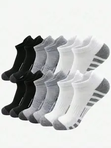 Men's Sports Low-Cut Socks, Towel Bottom Thick Odor-Resistant Sweat-Absorbent Short Tube Socks, All-Season Student Campus Basketball Running Socks