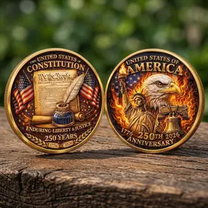 USA Constitution 250th Anniversary Coin, 1776-2026 Semiquincentennial Challenge Coin, We The People Patriotic Gift, Liberty & Justice Medal