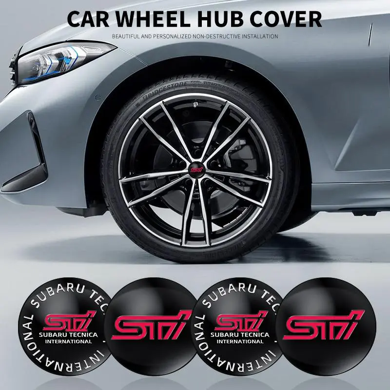 4x 56mm Car Wheel Stickers Center Hub Cap Car Emblem Badge Decal for Subaru STI WRX Forester Outback Legacy Exterior Accessories