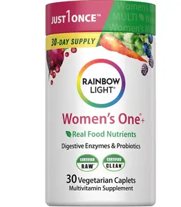 Rainbow Light Womens Multivitamin One + | 60 Caplets | Supports Energy & Antioxidant Health | Real Food Nutrients, Digestive Enzymes & Probiotics