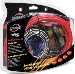 8GA Car Amplifier Kit: Thick gauge RCA/power cable with fuse control; interference-resistant, heat-resistant, built-in ground wire. Red/blue/black cables plus terminals for connecting to car stereos or home upgrades. Universal, suitable for all models. Su