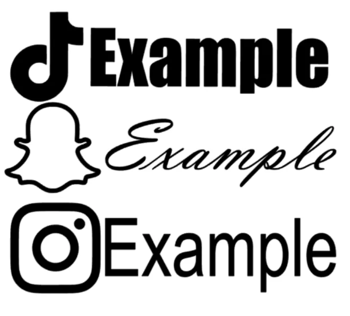 Custom Social Media Username Decal - TikTok, Instagram, Snapchat Icons | Multiple Font Options | Personalized Vinyl Sticker/Decal