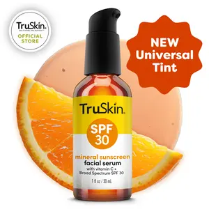 TruSkin SPF30 Mineral Tinted Sunscreen Serum for Face - Daily Sun Protection - Nourishing, Hydrating, Tinted Formula with Vitamin C & Sunflower Extract - Smooth Application