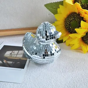 Silver Color Disco Mirror Duck Statue, Creative Decorative Figurine, DIY Handmade Ornament, Home Ornaments, Home Entryway, TV Stand, Living Room, Bar, Decoration