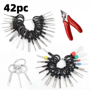 42 piece car wiring terminal disassembly tool set, car wiring harness connector pin extraction kit, durable maintenance tool kit, car diagnostic tool Automotive Vehicle Tool Automotive Repair Tools