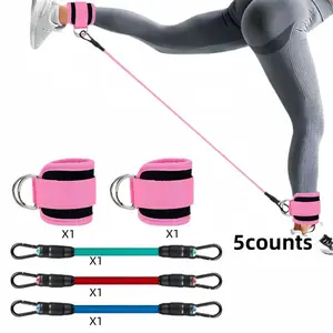 Adjustable Breathable Ankle Straps Set, Durable Elastic Bands for Resistance Band Workouts, Ideal for Martial Arts & Leg Strength Training