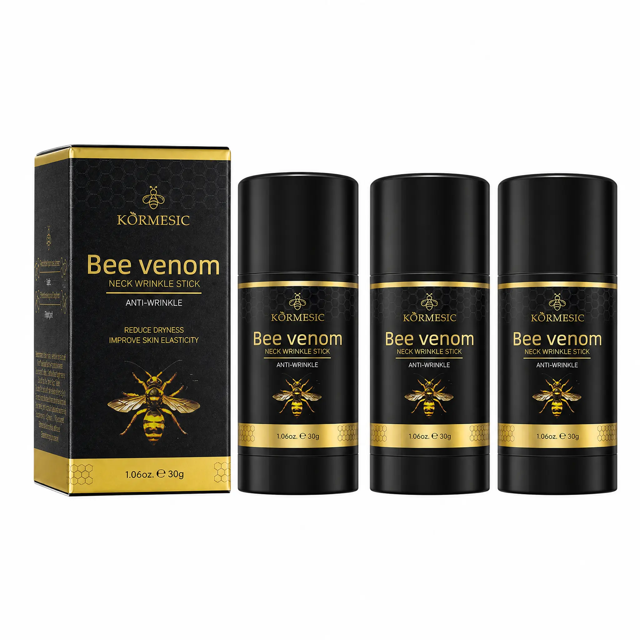 Bee Venom Neck Firming Stick, Hydrating Anti-Wrinkle Moisturizer with Hyaluronic Acid to Smooth Fine Lines, Gentle Balm for All & Sensitive Skin