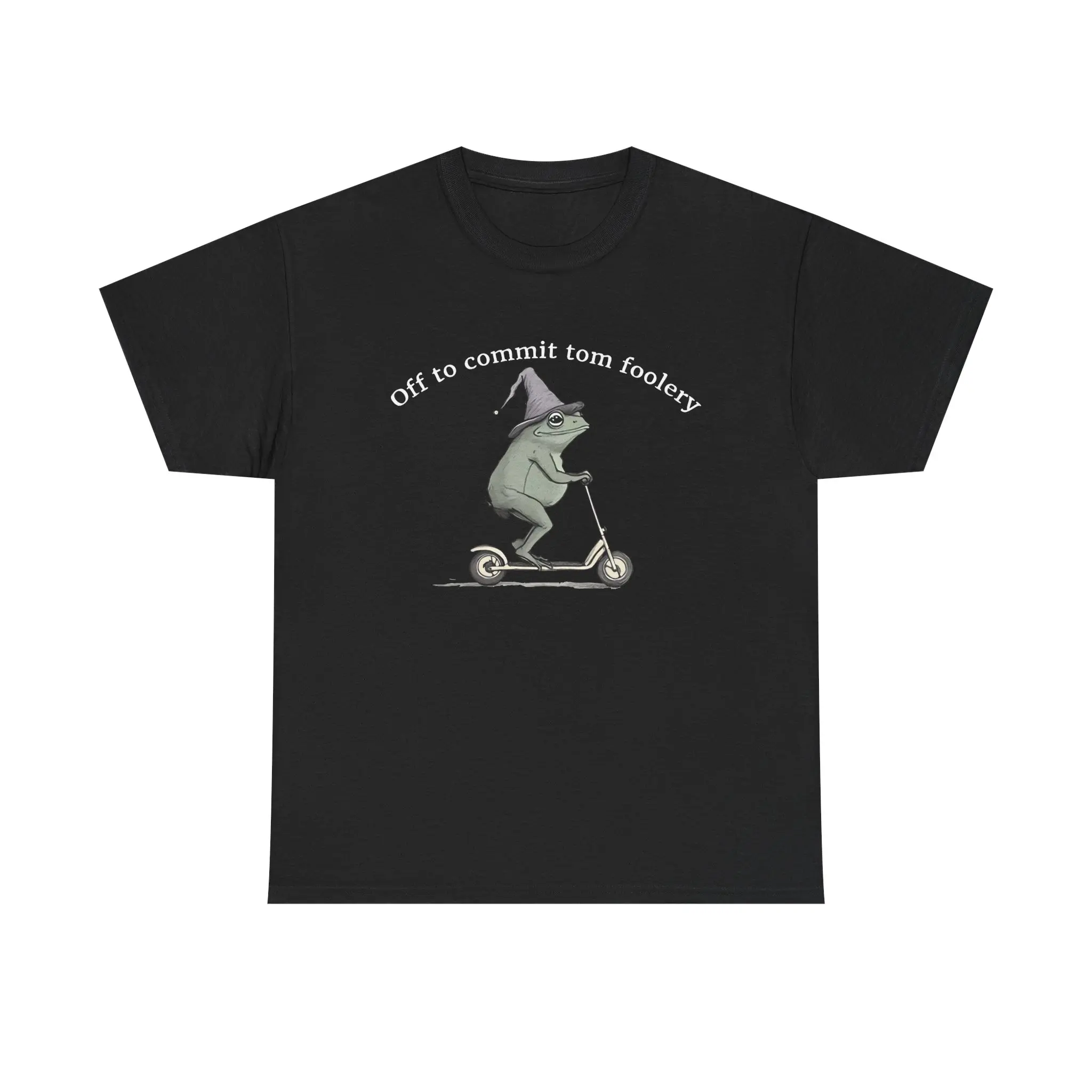 Funny Off to Commit Tom Foolery Scooter Tee, Humorous T-Shirt for Animal Lovers, Perfect for Casual Outings, Gifts for Friends, Playful Apparel Cotton Fabric