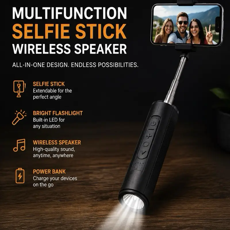 Multifunctional selfie stick
