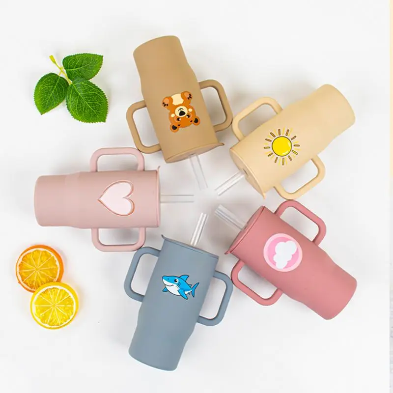 VODVOB Printed Silicone Baby Cup – BPA-Free Spill-Proof Training Cup with Cute Designs & Handles for Toddlers