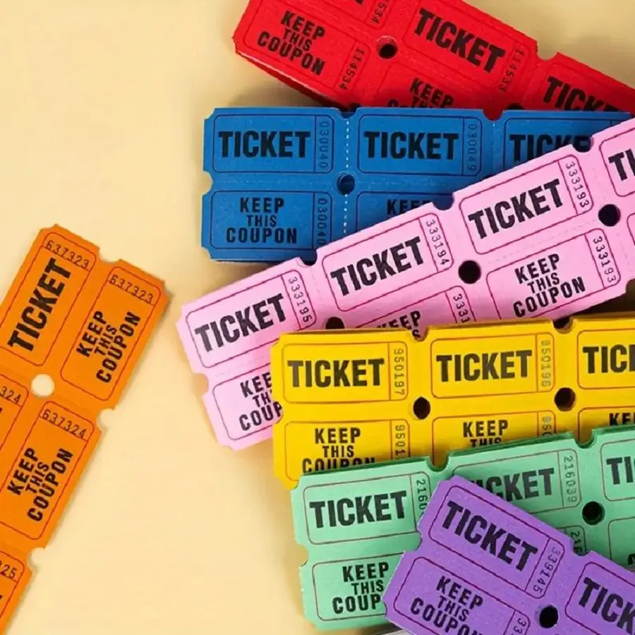 200pcs/100pairs Raffle Tickets, 8 Color Selection, Double Roll, Event Tickets, Entry, Class Reward, Fundraiser & Prizes, Smooth Entry