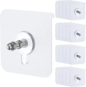 20 Pcs Self Adhesive Picture Hooks, 12 lbs Load No DrillScrew Stickers Heavy Duty Picture Hangers Without Nails,No Nails Wall Hooks for Hanging, Sticky Hook forBathroom Kitchen