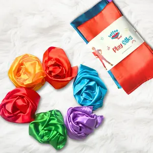 Colorful  Sensory Play Silk for Toddlers | Rainbow Play Silk | Music and Dance Scarves | 20 by 20 inch
