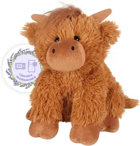 1.3 Ibs Weighted Microwavable Highland Cow Style Heating Pad, 90 Seconds Quick Heat, Filled with 100% Natural Lavender & Flaxseed, Cute Useful Gift for Kids and Women