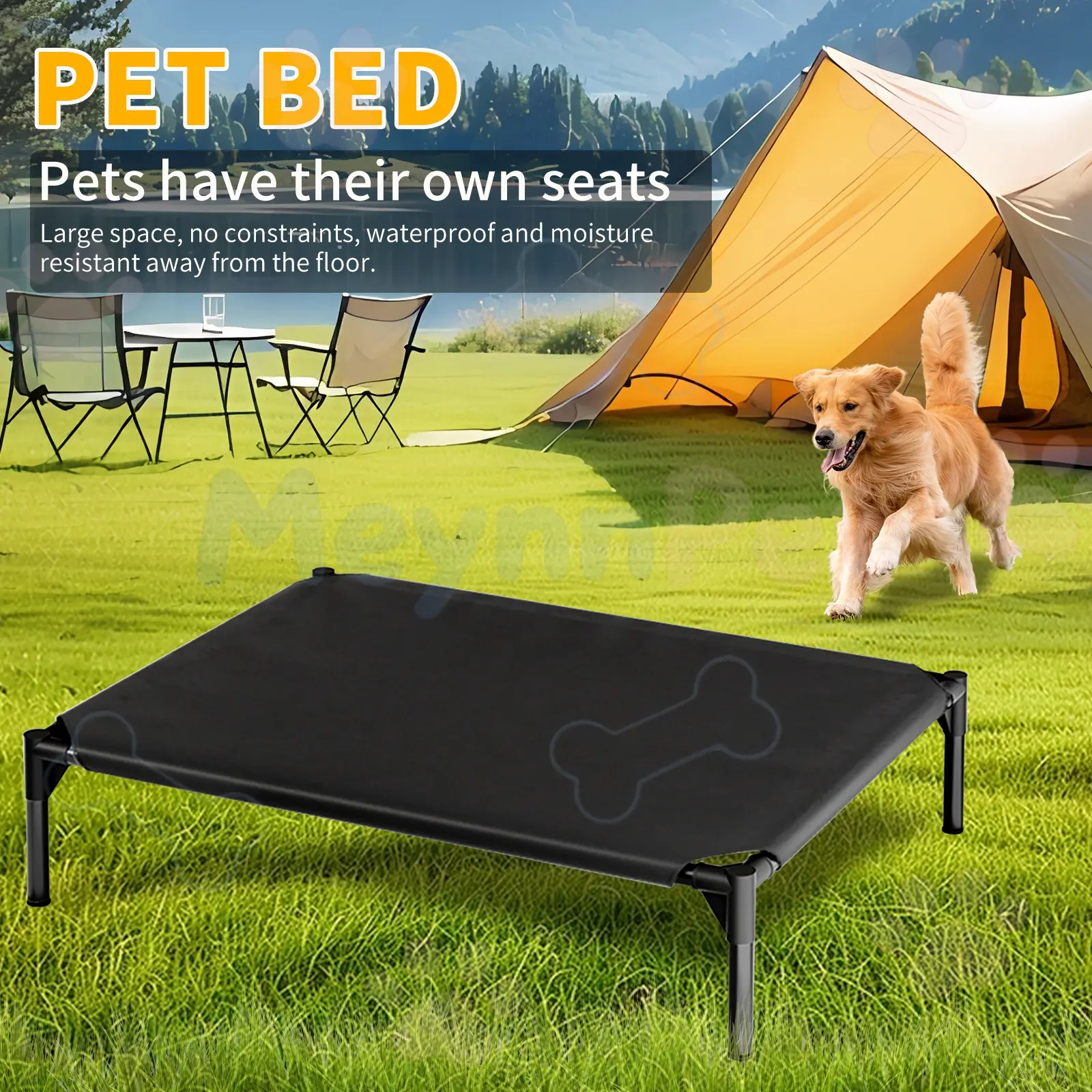 [MeynnPet]Pet Bed for Large Dogs/Breathable Textilene Mesh/Dog Accessories/Easy to Clean/Puppy bed/Oxford Cloth or Ventilated Mesh Material/Raised Pet Mats for Indoor &Outdoor Home/Durable Frame/Elevated Dog Bed Hammock/Breathable Elevated Cooling Dog Bed