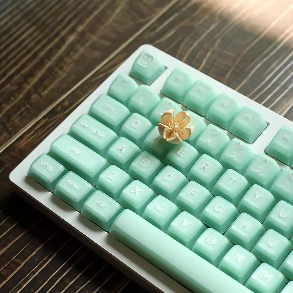 142-Key PBT Plastic Semi-Transparent Artificial Jade Keycaps, Dual-Color Injection Artisan Keycaps, SA Height Transparent PC Keycaps for Mechanical Keyboards, Artisan Keycap, Mechanical Kbs