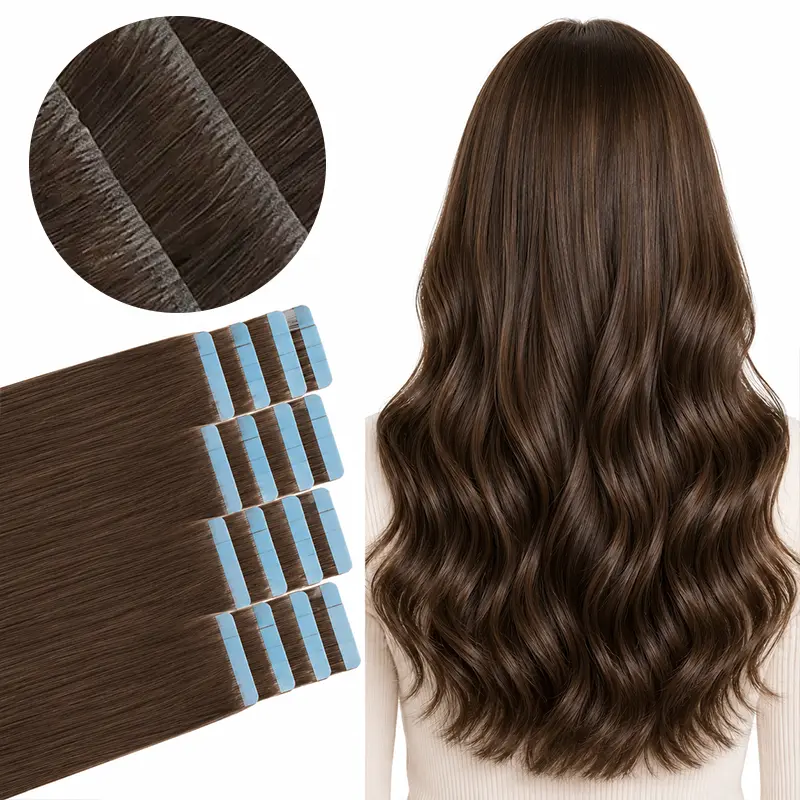 Alimice 20PCS 50G Straight Tape-In Human Hair Extensions, 100 Seamless Invisible Tapes, 100% Real Remy Hair with Thick Ends, 16-26in Fashionable Ombre Color, Heat Resistant, Salon Quality, Money-Back Guarantee