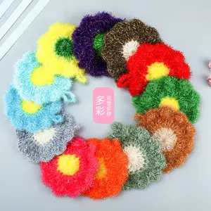 [6-piece set in random colors] Acrylic non-stick oil dishcloth, thickened acrylic flower cleaning cloth in various colors