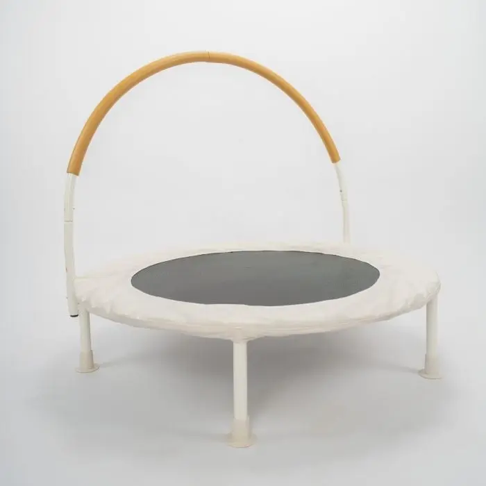 Jumpking 36-Inch Kids Bouncer, Round Steel Mini Trampoline with Padded Safety Handlebar for Indoor & Outdoor Fun, Ivory White, Cushioned Protection, Foam-Padded Handlebar
