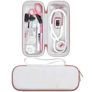 Stethoscope Case Bag for 3M Littmann Classic III, Lightweight II S.E, Cardiology IV, MDF Acoustica Lightweight Stethoscopes - Extra Pocket fits Nurse Accessories for Work, White Rosegold