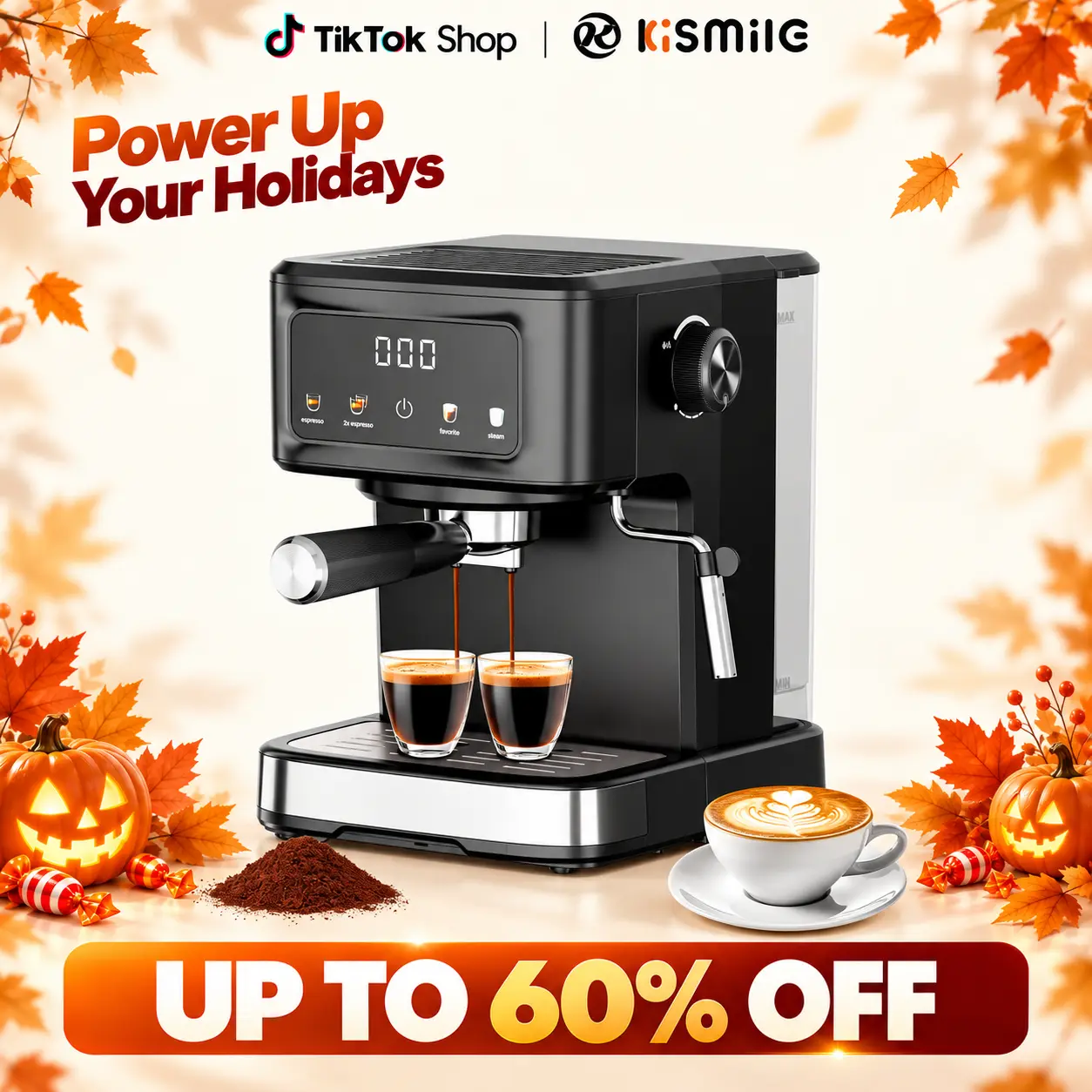 Kismile 15-Bar Pump Espresso Machine - Digital Programmable Coffee Maker with Buttons, Timer, Auto Milk System, 50oz (1.5L) Sink-Fill Removable Tank, 2 Shot Baskets, Sleek and Compact Form, Corded Coffee Making Tool for Home Kitchen Appliances,techvibes
