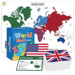 World Flags Flashcards - 245 Country Flags, Capitals, Languages & Continents - Gloss Laminated Kids Geography Flash Cards for Visual Learning Tools, Hartsell Shop