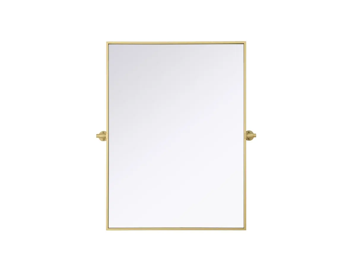 360 Stand Amoura 27x36 in. Adjustable Pivot Bathroom Mirror - Brass Metal, Decorative Hanging Room Decor, Iron Kitchen & Bath Fixture, Modern Mirror, Mirror-Mount Bathroom Mirrors