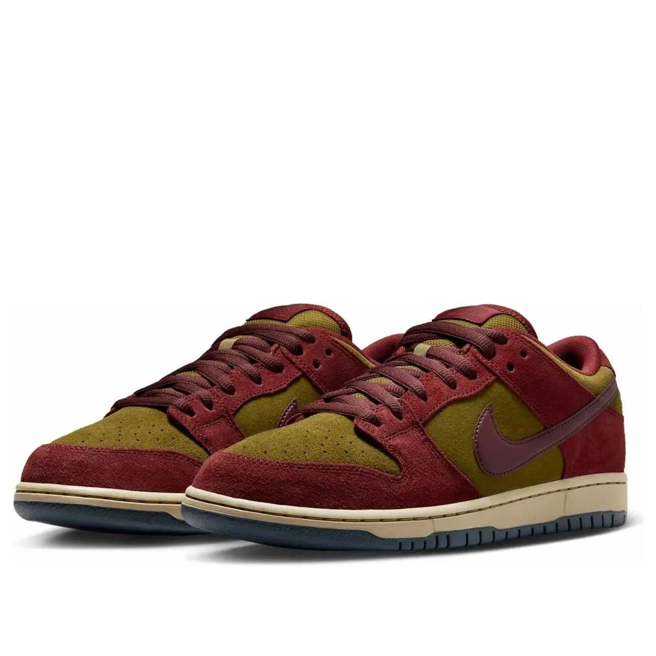 Nike SB Dunk Low Dark Team Red Olive Flak Men's HQ1625-600 New Color Block Sneakers Colorblock Sneakers