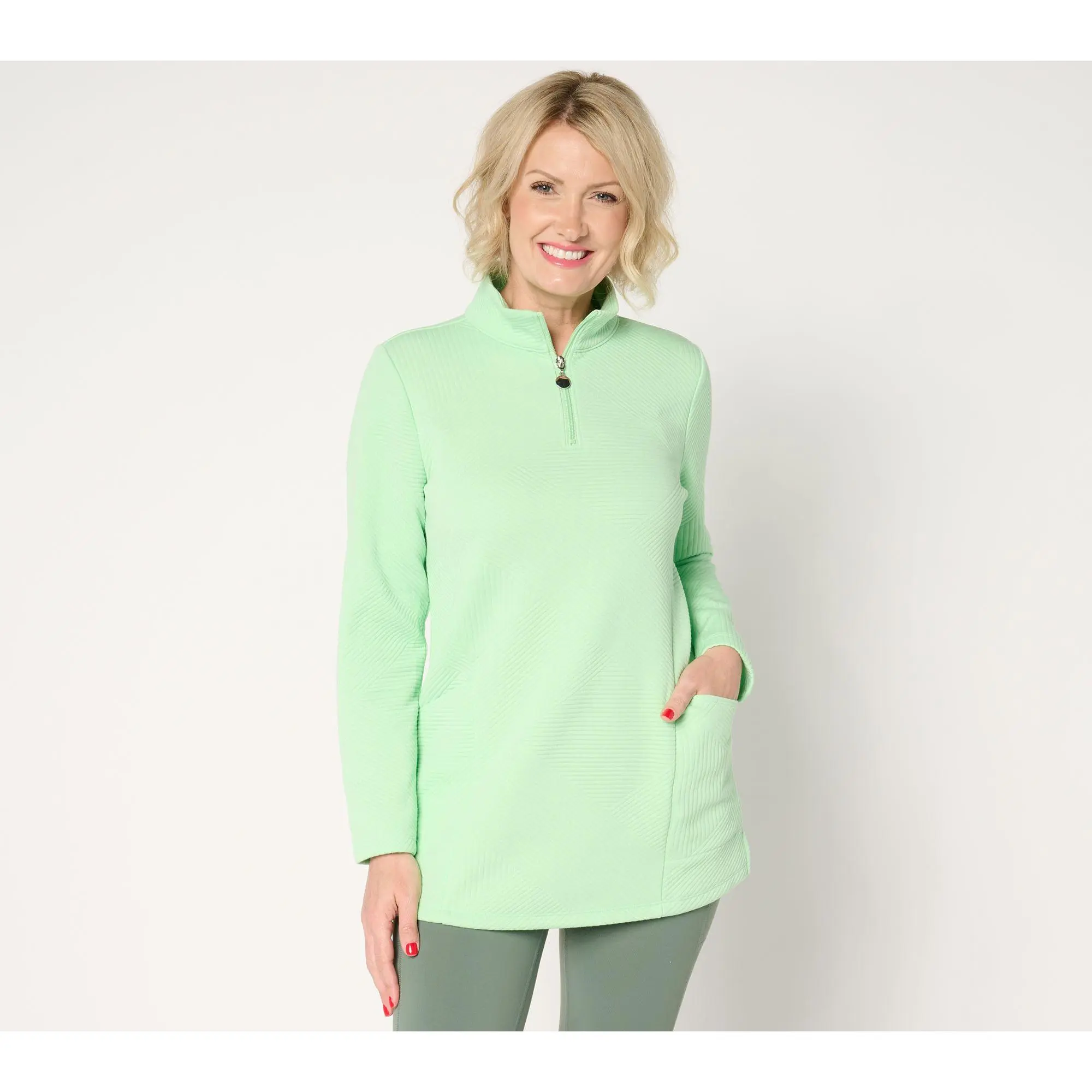 Denim & Co. Active Regular Jacquard Quarter Zip Tunic