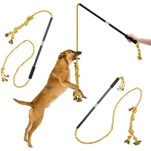 Interactive Flirt Pole Toy for Dogs Chase and Tug of War,Durable Teaser Wand with Pet Fleece Rope Tether Lure Toy to Outdoor Exercise & Training for Small Medium Large Dogs