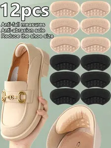 12pcs Self-Adhesive Heel Pads, Anti-Slip Grip Texture, Waterproof Shock Absorption, Suitable for High Heels, Men & Women Shoes Insoles, Shock Absorbing Insoles