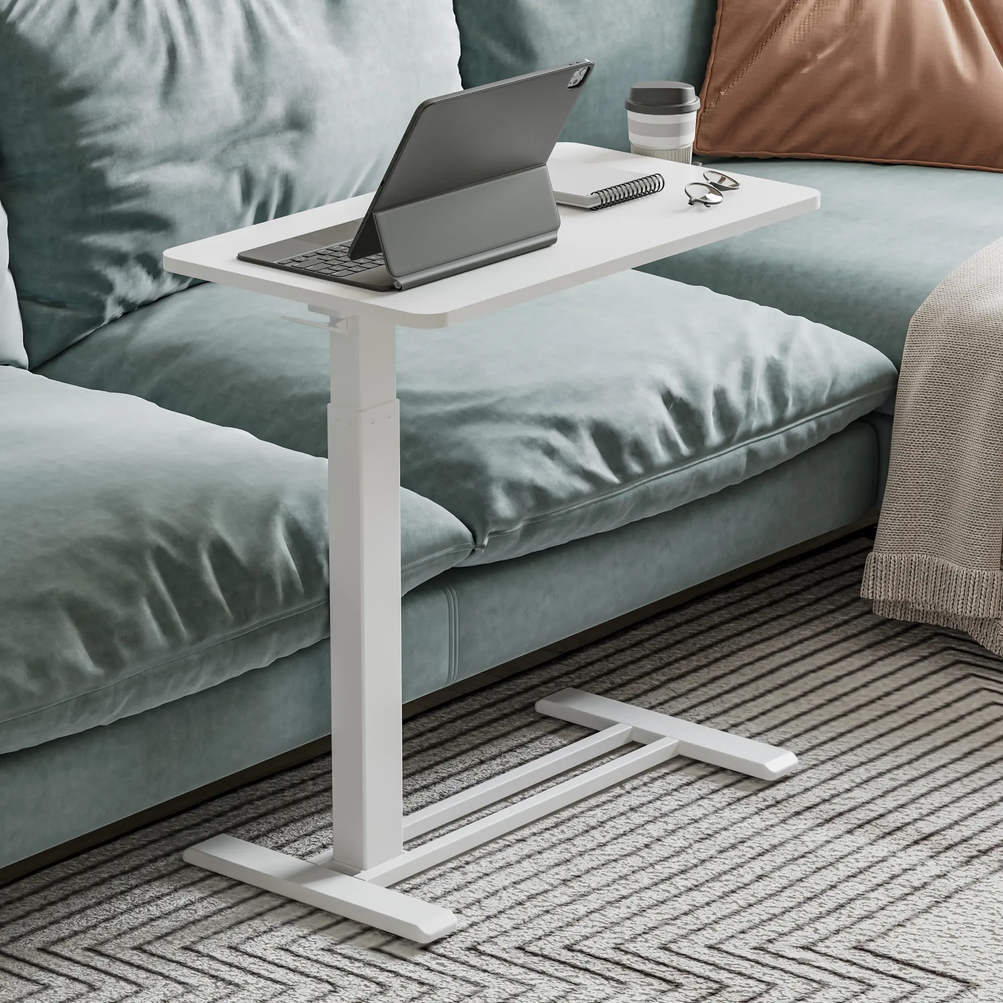 FLEXISPOT Mobile Adjustable Overbed Desk - Laptop-Friendly, Ergonomic, Foldable Bedside Table with Rolling Casters, Tilting Surface, Large/Small Options, Portable Workstation for Home, Office Standing Needs,dorm essentials,home decor