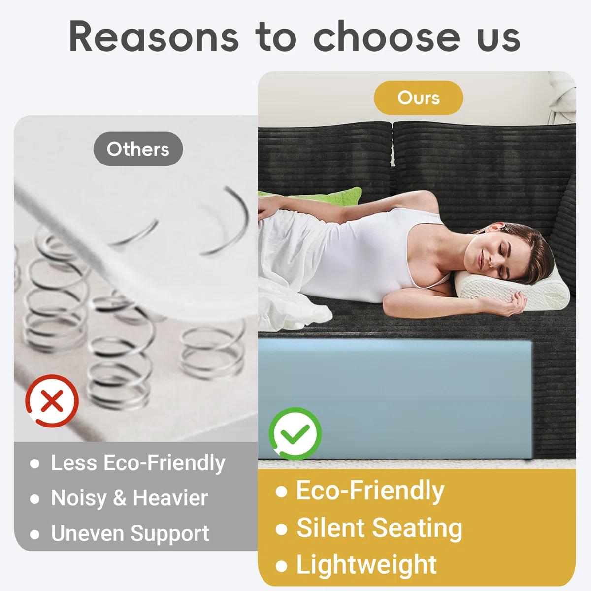 106" L-Shaped Modular Sectional Sofa with Chaise, modern Boneless Comfy soft plush Corduroy Fluffy   Couches  with Deep Seat, Flexible Module Combination for Living Room, No Assembly