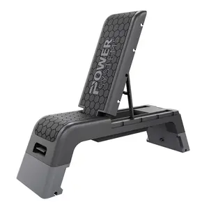 Power Systems Aerobic Deck, Adjustable Fitness Deck Bench w/Adjustable Deck & Resistance Band Clips